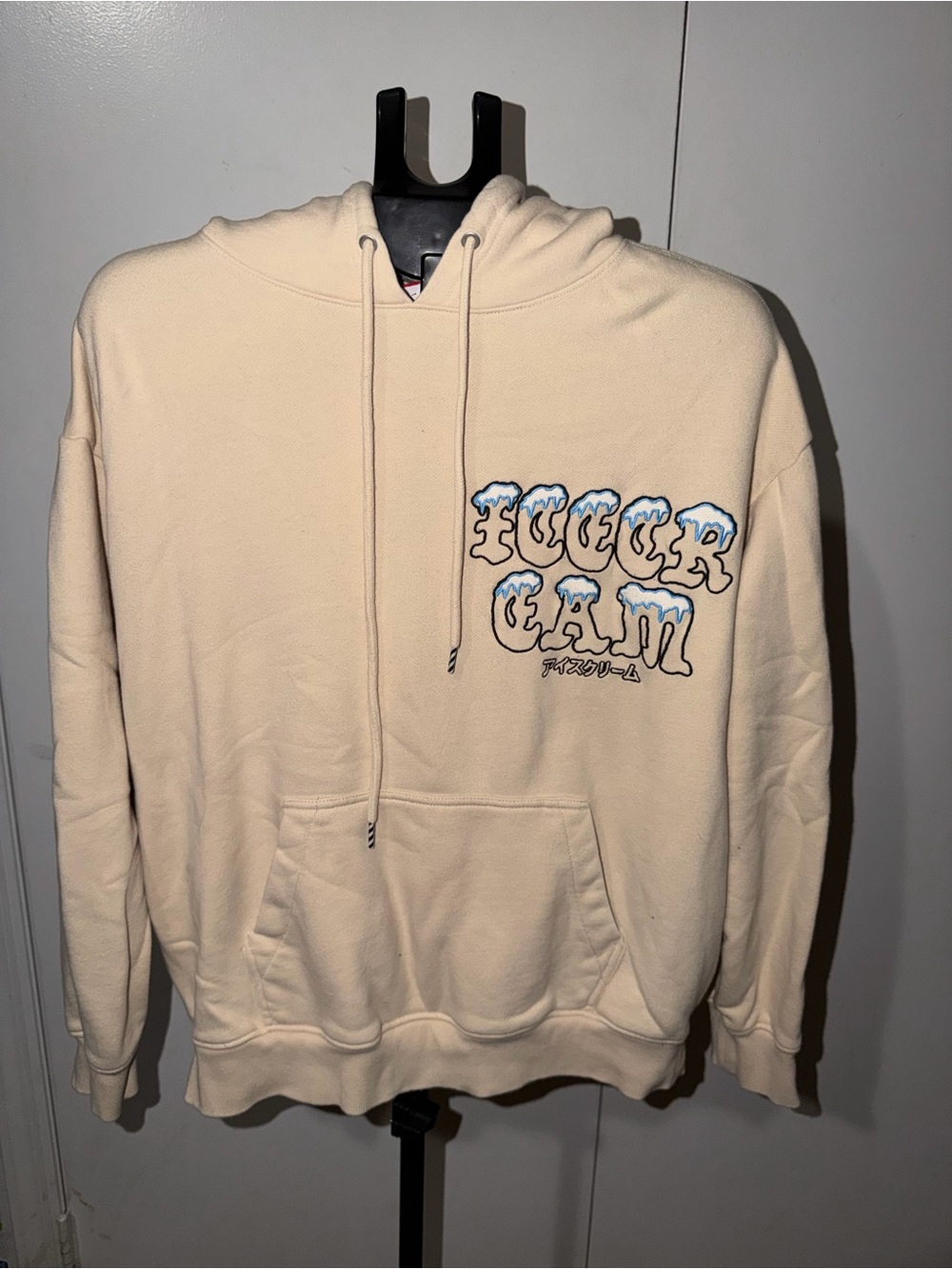 Icecream Cream Pullover Hoodie with Blue-Outlined Logo